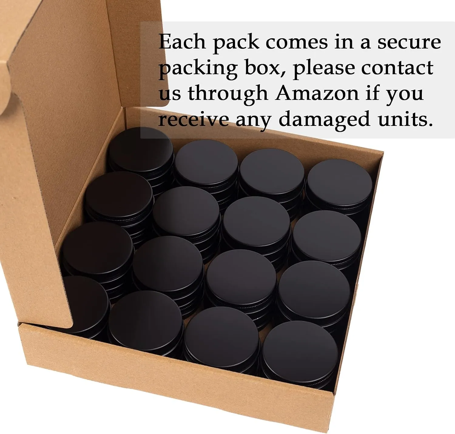 0.5 oz Screw Top Aluminum Tin Jar with Screw Lid and Blank Labels (Black - Pack of 32)