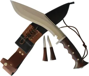 10 Inch Khukuri/Kukri Knife : Model - Iraqi Gripper Blocker, Blade made by Highly Carbon Steel, Wood Handle with Leather Sheath