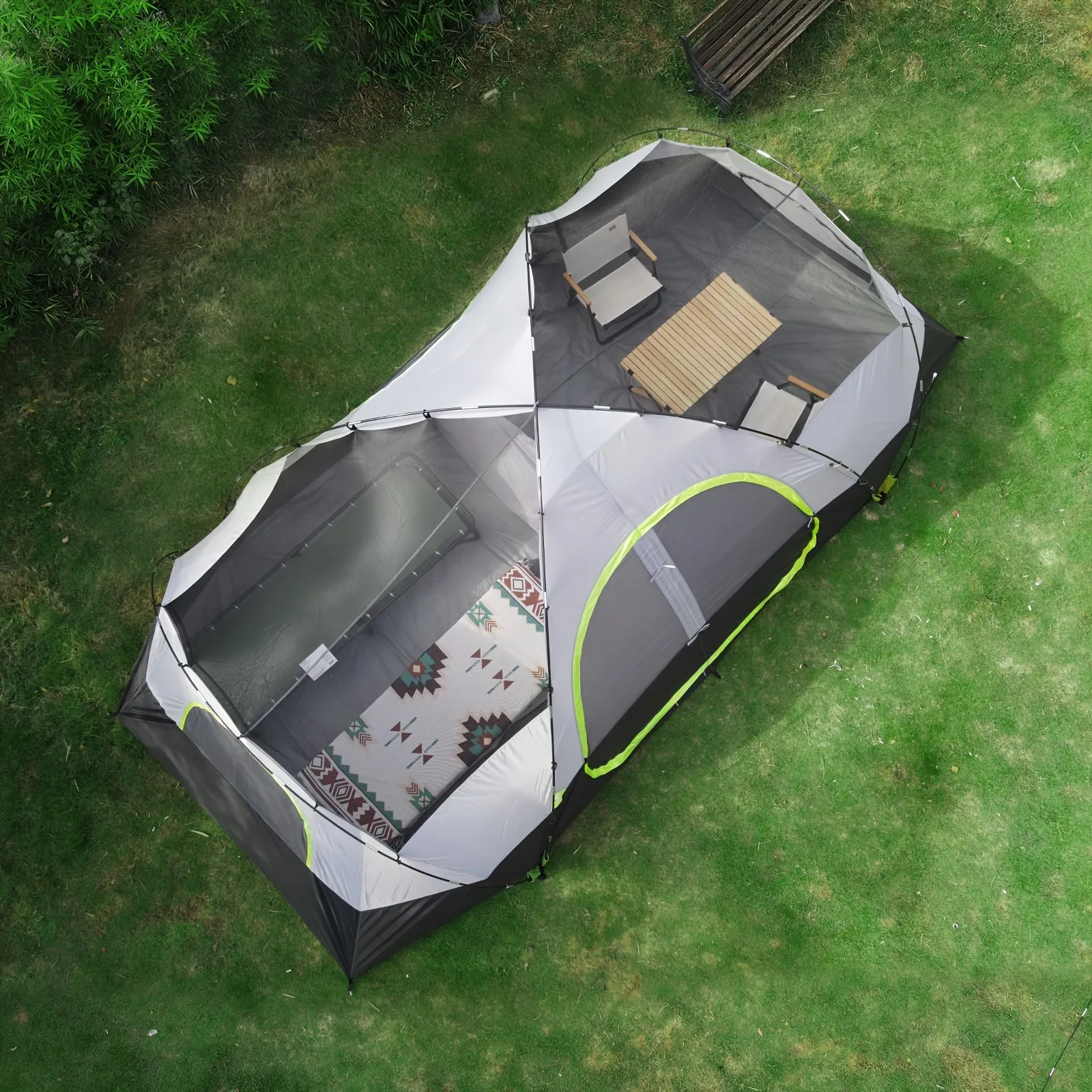 10-Person Waterproof Camping Tent with 2 Rooms.