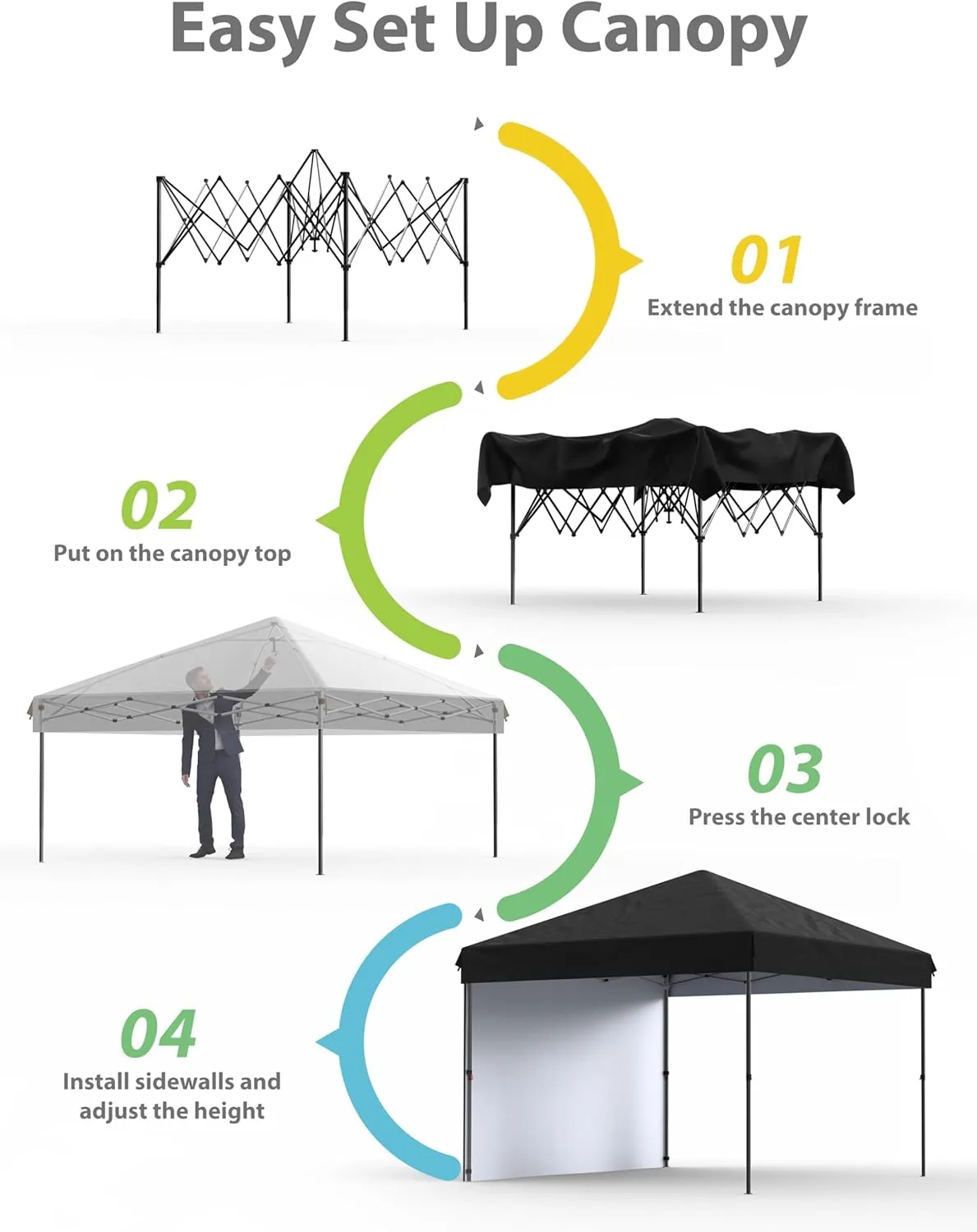10x10 FT Pop Up Canopy Instant Tent with Reinforced Steel Frame & 210D Silver-Coated Oxford Fabric, Heavy-Duty Portable Gazebo with Wheeled Carry Bag for Beach, Camping, Outdoor Events