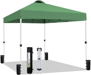 10x10 Pop Up Canopy Tent Party Tent Commercial Instant Canopies Shelter with Heavy Duty Roller Bag, Bonus 4 Sand Bags (Green)