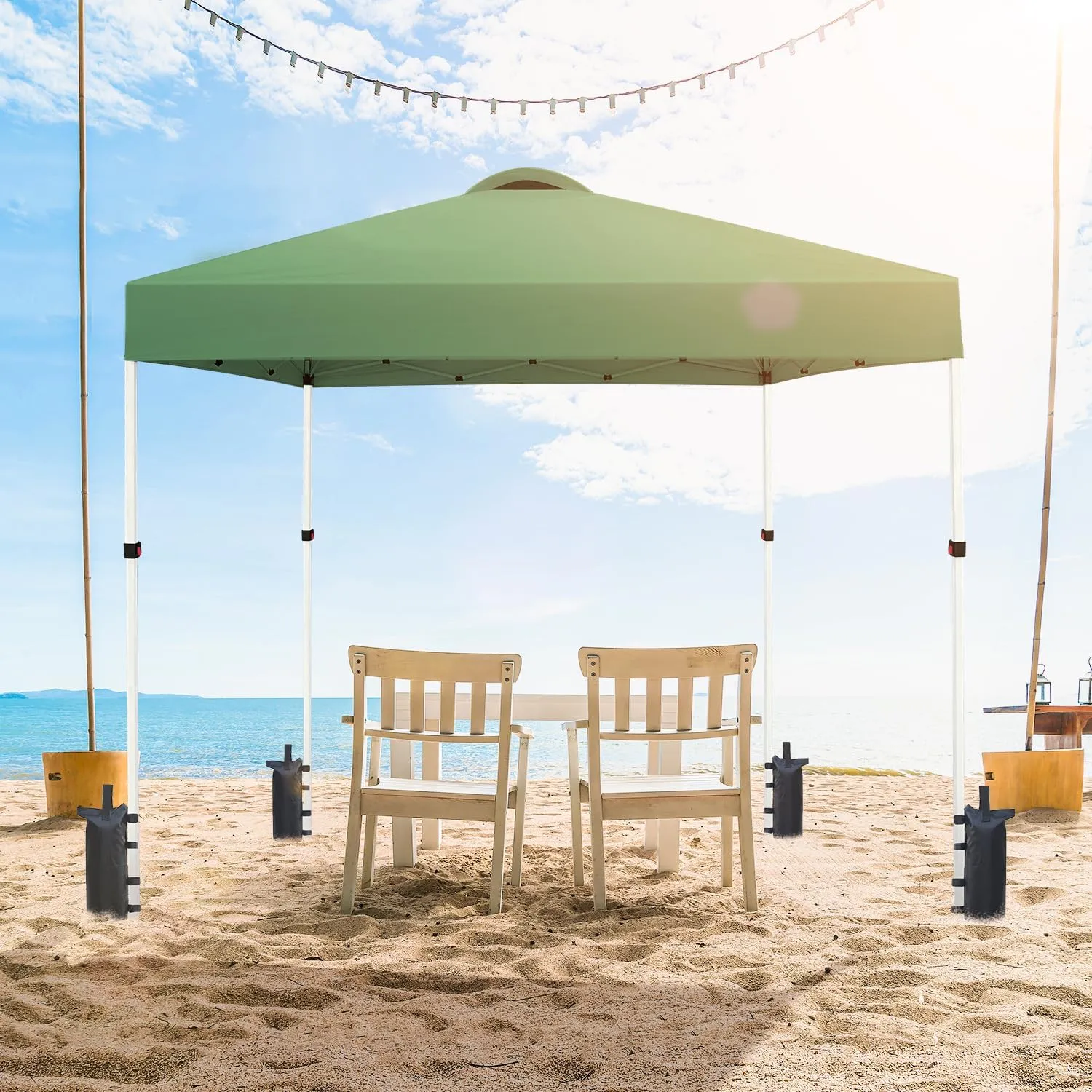10x10 Pop Up Canopy Tent Party Tent Commercial Instant Canopies Shelter with Heavy Duty Roller Bag, Bonus 4 Sand Bags (Green)