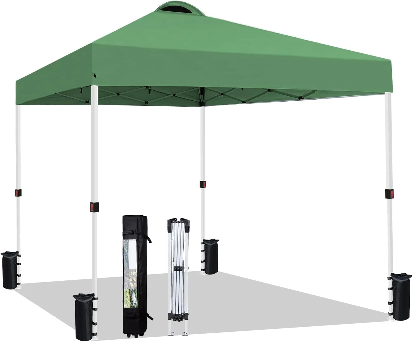10x10 Pop Up Canopy Tent Party Tent Commercial Instant Canopies Shelter with Heavy Duty Roller Bag, Bonus 4 Sand Bags (Green)