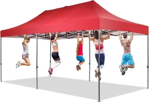 10x20 ft Instant Pop up Canopy, Folding Heavy Duty Height Adjustable Shelter Gazebos with Wheeled Bag