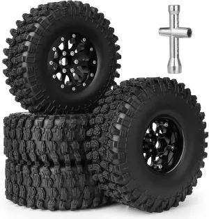 1/10 RC Crawler 1.9 Aluminum Beadlock Wheels and Tires 120mm Soft Great Grip for Traxxas TRX4 Axial SCX10 II III Redcat Gen 8 Built-in Steel Ring Weights