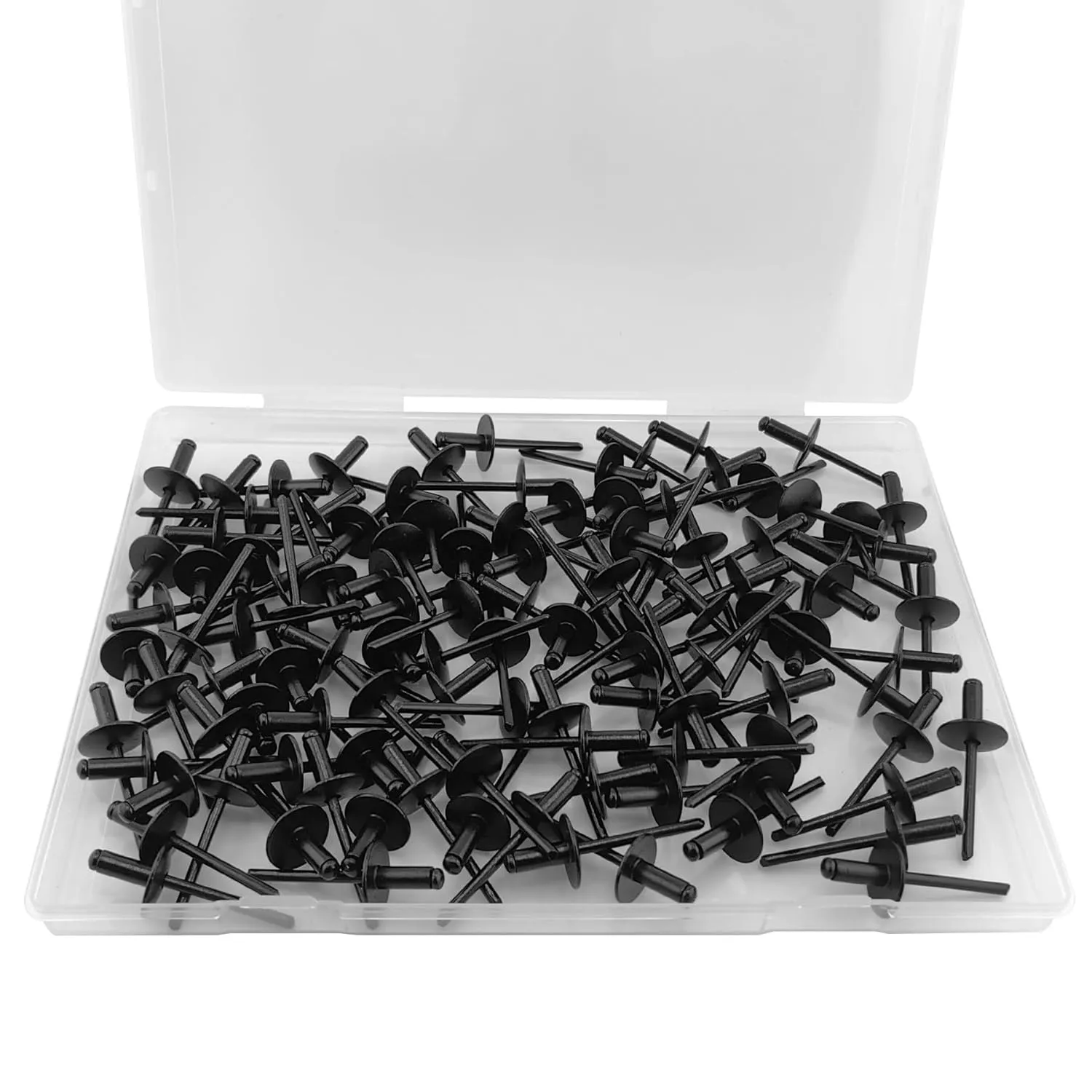 110pcs All Black Large Flange Blind Rivets, 3/16 * 1/2" Open End Aluminum Pop Rivet, 4.8 * 12