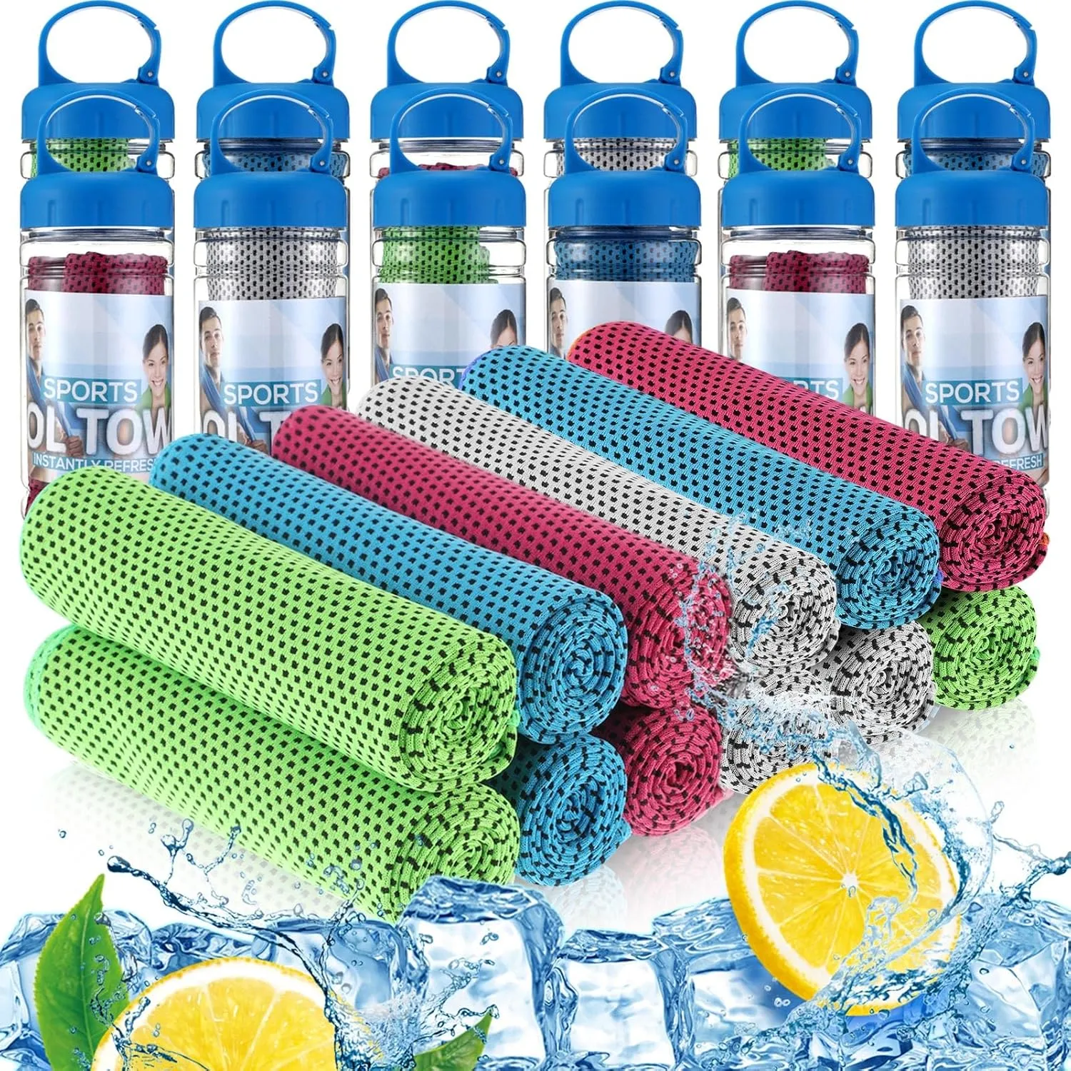 12 Pack 32 x 12 in Cooling Towels Bulk for Neck and Face Microfiber Ice Towel Sweat Towels Breathable Soft Chilly Towel Portable Cool Neck Rags for Yoga Sport Gym Workout Fitness