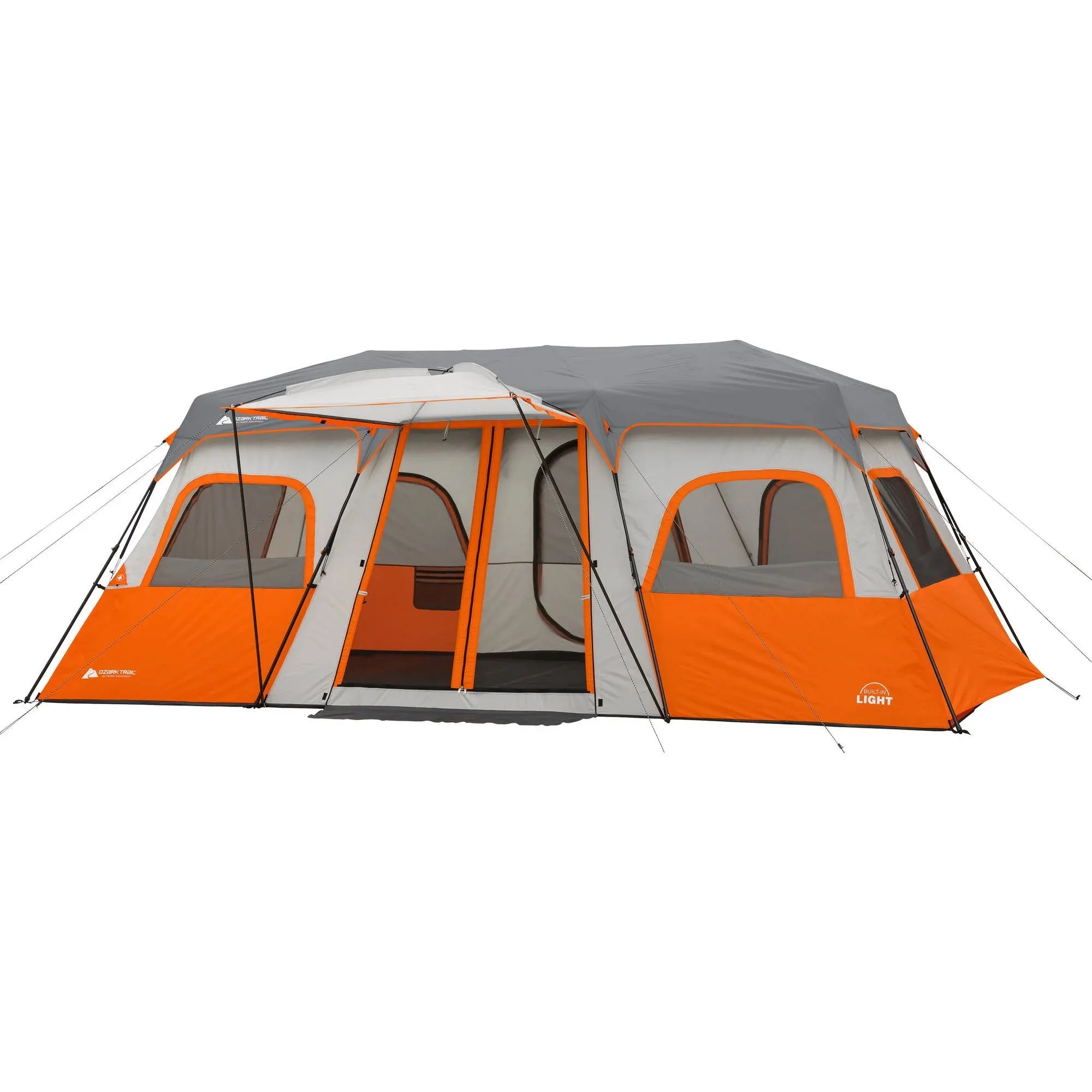 12-Person Instant Cabin Tent with Built-In LED Lights - 3 Room Design, Perfect for Family Camping!