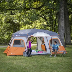 12-Person Instant Cabin Tent with Built-In LED Lights - 3 Room Design, Perfect for Family Camping!