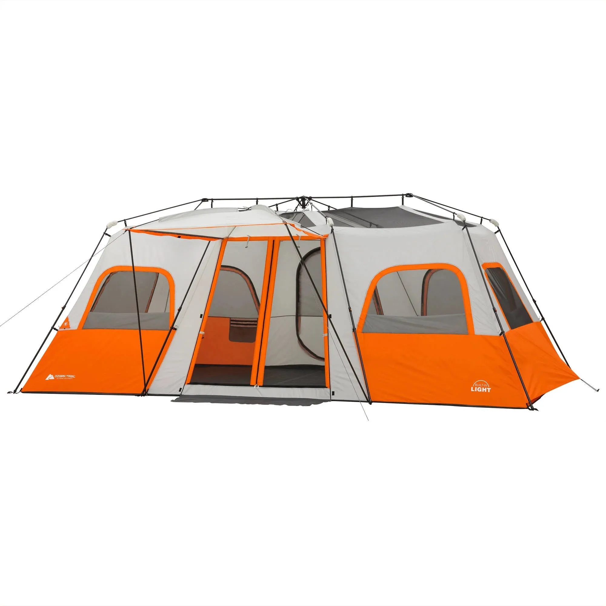 12-Person Instant Cabin Tent with Built-In LED Lights - 3 Room Design, Perfect for Family Camping!