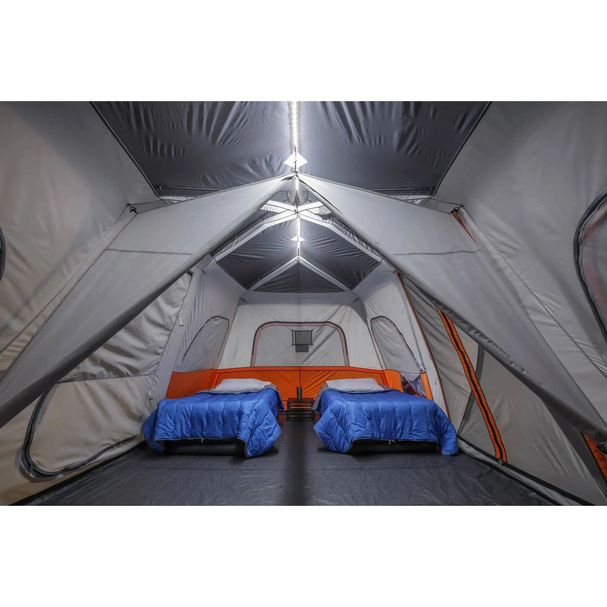 12-Person Instant Cabin Tent with Built-In LED Lights - 3 Room Design, Perfect for Family Camping!