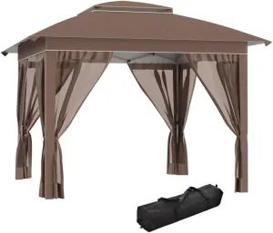 12' X 12' Pops Up Canopy Sun Shade Instant Tent Folding with Sidewall Netting, Adjustable Height and Storage Bag