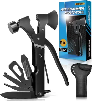 15 in 1 Multitool Axe Hatchet, Camping Accessories Survival Gear, Multi Tool Gifts for Camping Hiking Survival, Fathers Day Dad Gifts from Daughter Wife Son, Cool Gadgets Gifts for Men, Dad, Black