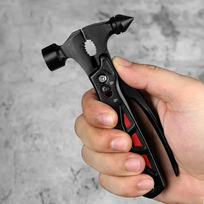 1PC Outdoor Multi-Function Claw Hammer Knife – Stainless Steel Survival Tool with Pliers, Camping Hammer, Nail Puller, and Emergency Rescue Tool
