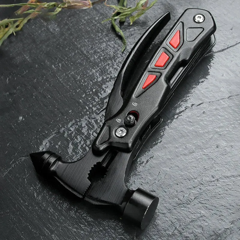 1PC Outdoor Multi-Function Claw Hammer Knife – Stainless Steel Survival Tool with Pliers, Camping Hammer, Nail Puller, and Emergency Rescue Tool