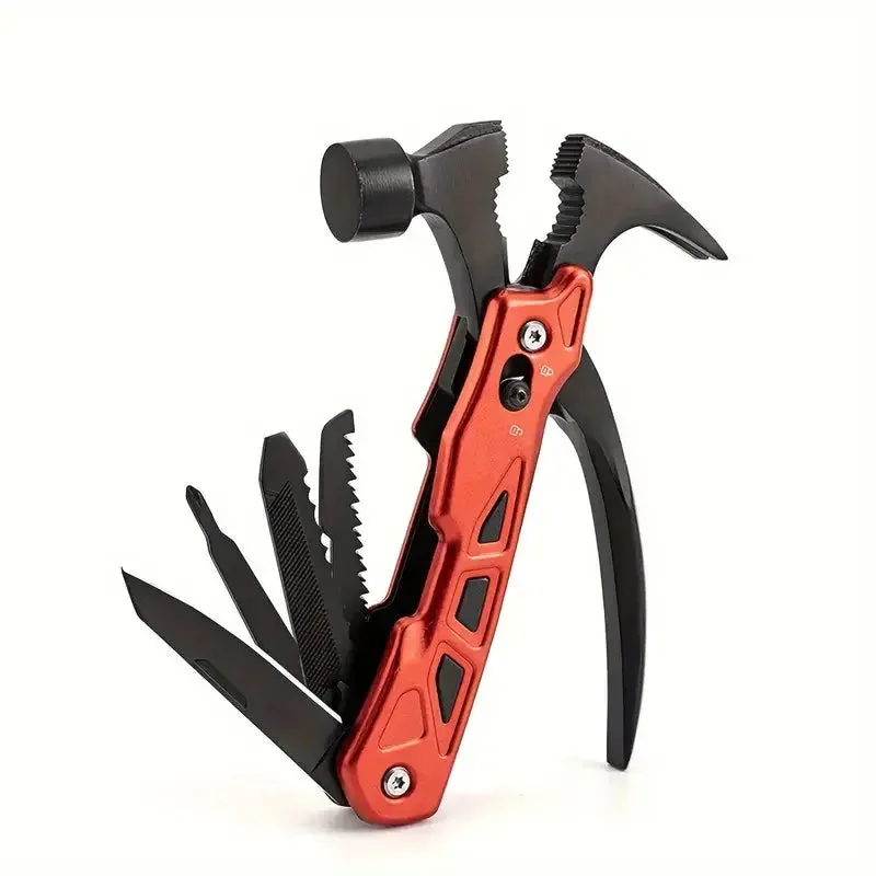 1PC Outdoor Multi-Function Claw Hammer Knife – Stainless Steel Survival Tool with Pliers, Camping Hammer, Nail Puller, and Emergency Rescue Tool