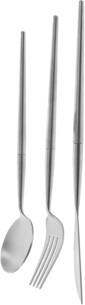 1set Stainless Steel Camping Cutlery Portable Fork Spoon Knife for Outdoor Dining Detachable Design for Easy Storage for Travel Picnics Bbqs and Camping
