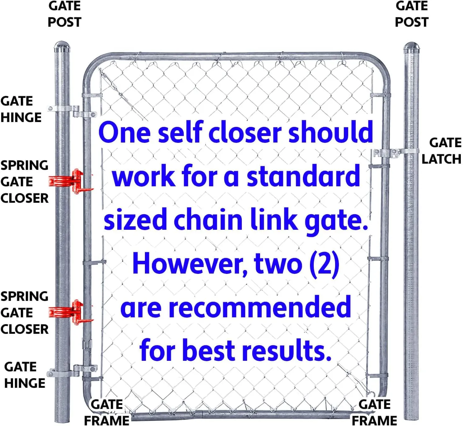2-3/8" (2-1/2") x 1-3/8" Durable Chain Link Spring Loaded Gate Closer.