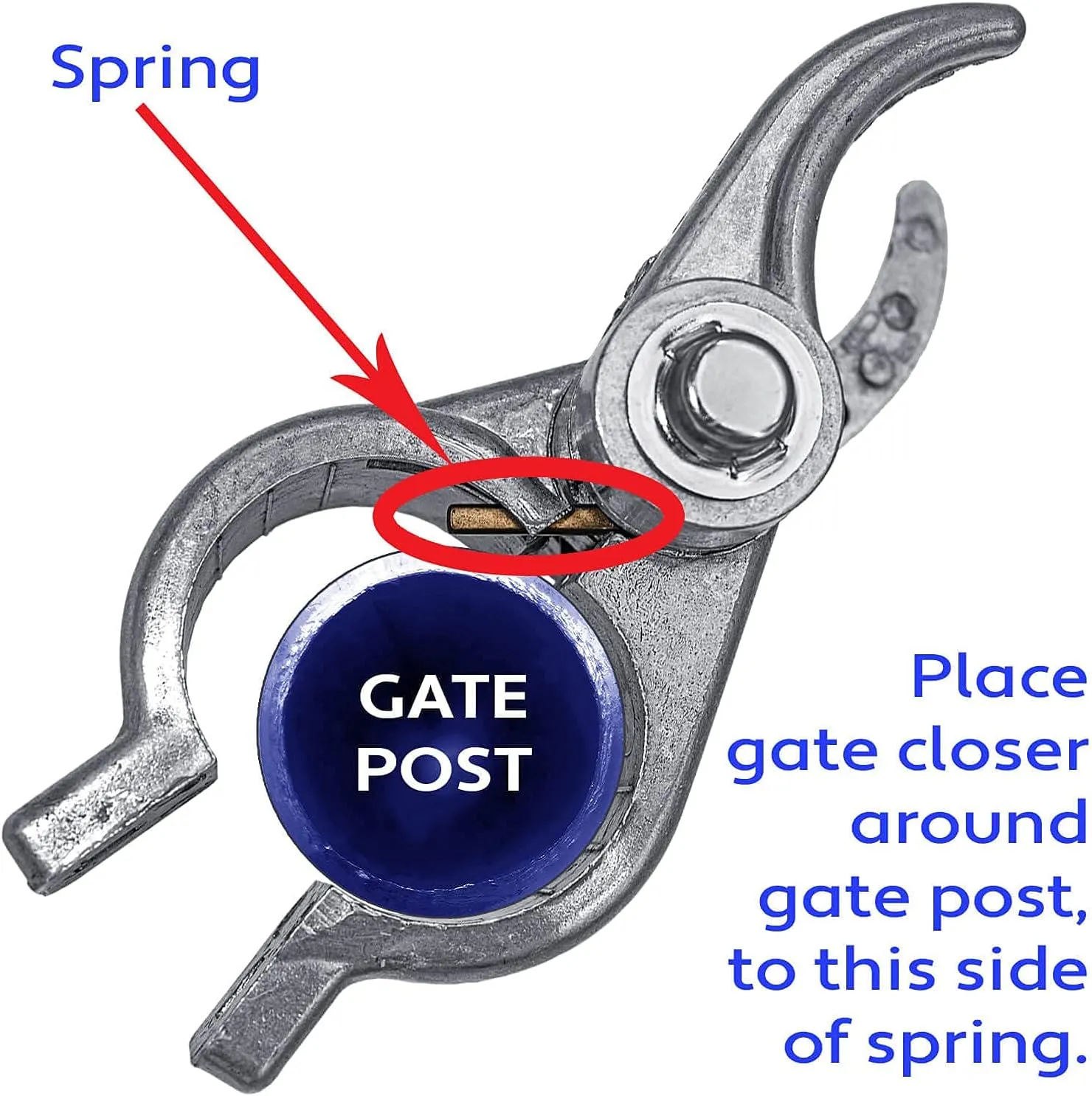 2-3/8" (2-1/2") x 1-3/8" Durable Chain Link Spring Loaded Gate Closer.