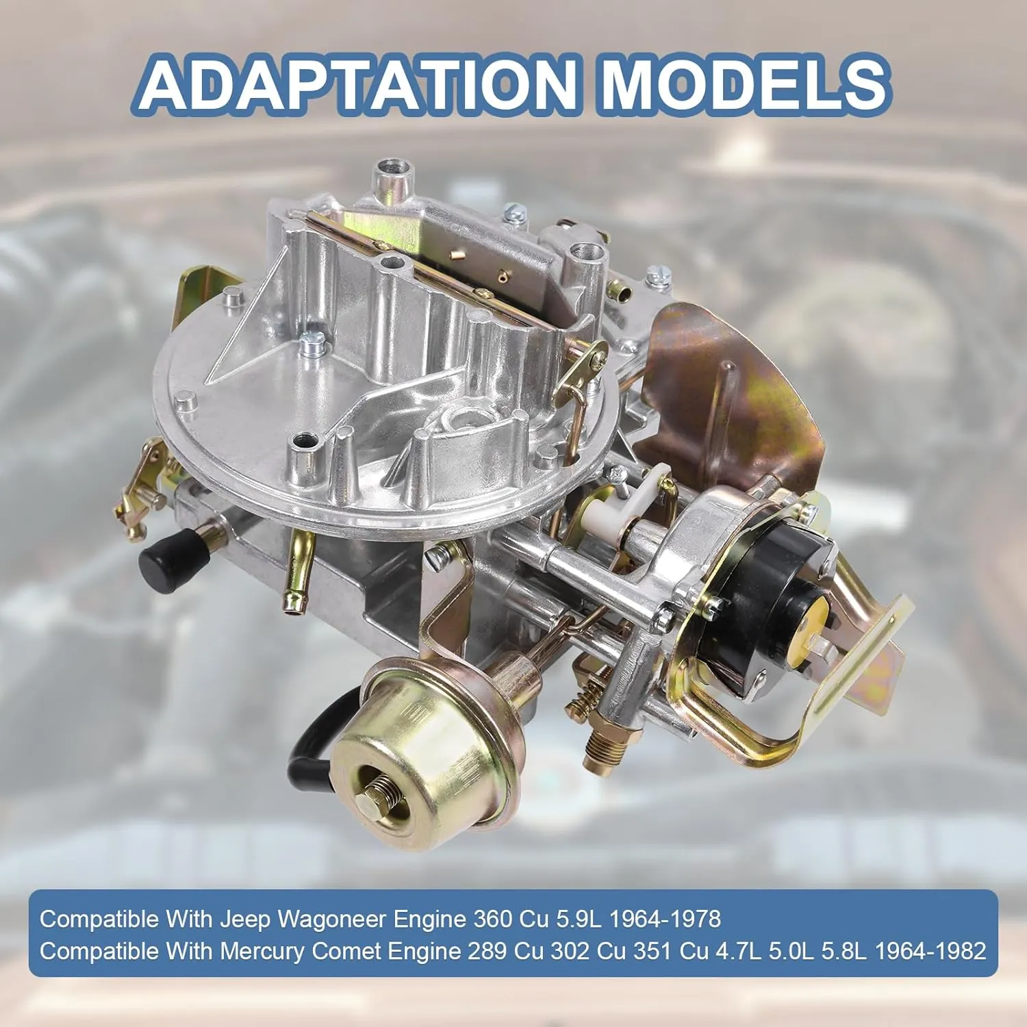 2 Barrel Carburetor Compatible with Ford Mustang 289 302 351 Cu Jeep 360 Cu Engine, Replace 2100 2150 Carb Electric Choke