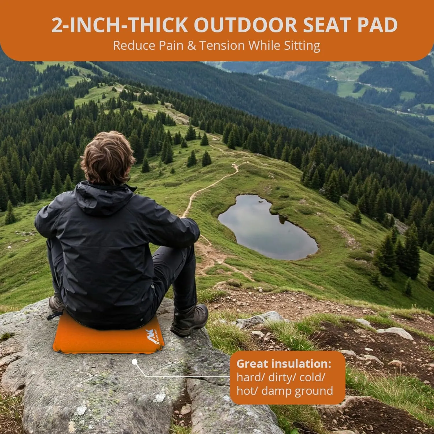 2 in Inflatable Seat Cushion for Airplane Travel Camping Hiking, Portable, Comfortable Memory Foam Seat Cushion for Stadium, Bleachers, Sports Music Events, Driver