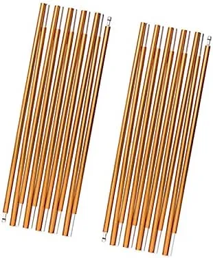 2 PCS Aluminum Alloy Camp Tent Poles Canopy Golden 7.9/8.5mm333/360/404/442cm