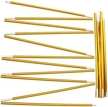 2 PCS Aluminum Alloy Camp Tent Poles Canopy Golden 7.9/8.5mm333/360/404/442cm