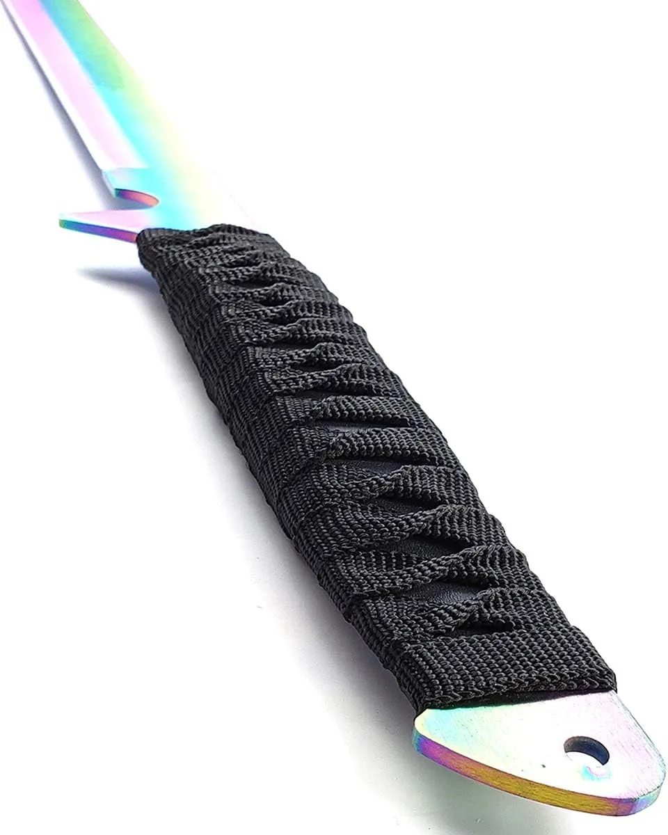 2 PCS Tactical Machetes, Tactical Fixed Blade Survival Katana Sword Set. for Camping, Collections, Gifts, Survival Tool Gear (Rainbow-56)