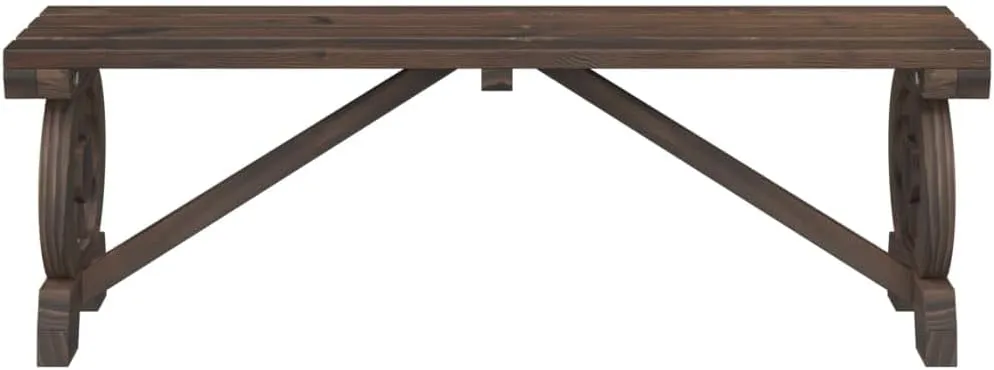 2-Piece Solid Fir Wood Patio Benches Set with Wagon Wheel Design, Outdoor Furniture for Garden Lawn Deck 45.3" Wide Burnt Look Seating