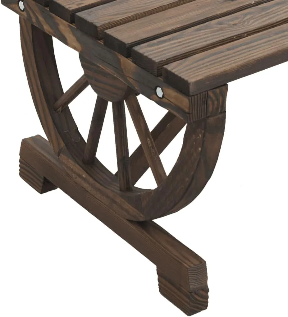 2-Piece Solid Fir Wood Patio Benches Set with Wagon Wheel Design, Outdoor Furniture for Garden Lawn Deck 45.3" Wide Burnt Look Seating