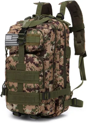 20 Liters Sturdy Nylon Waterproof Fishing Hunting Backpack Outdoor Military Tactical Sports Hiking Daypacks (Camouflage green)