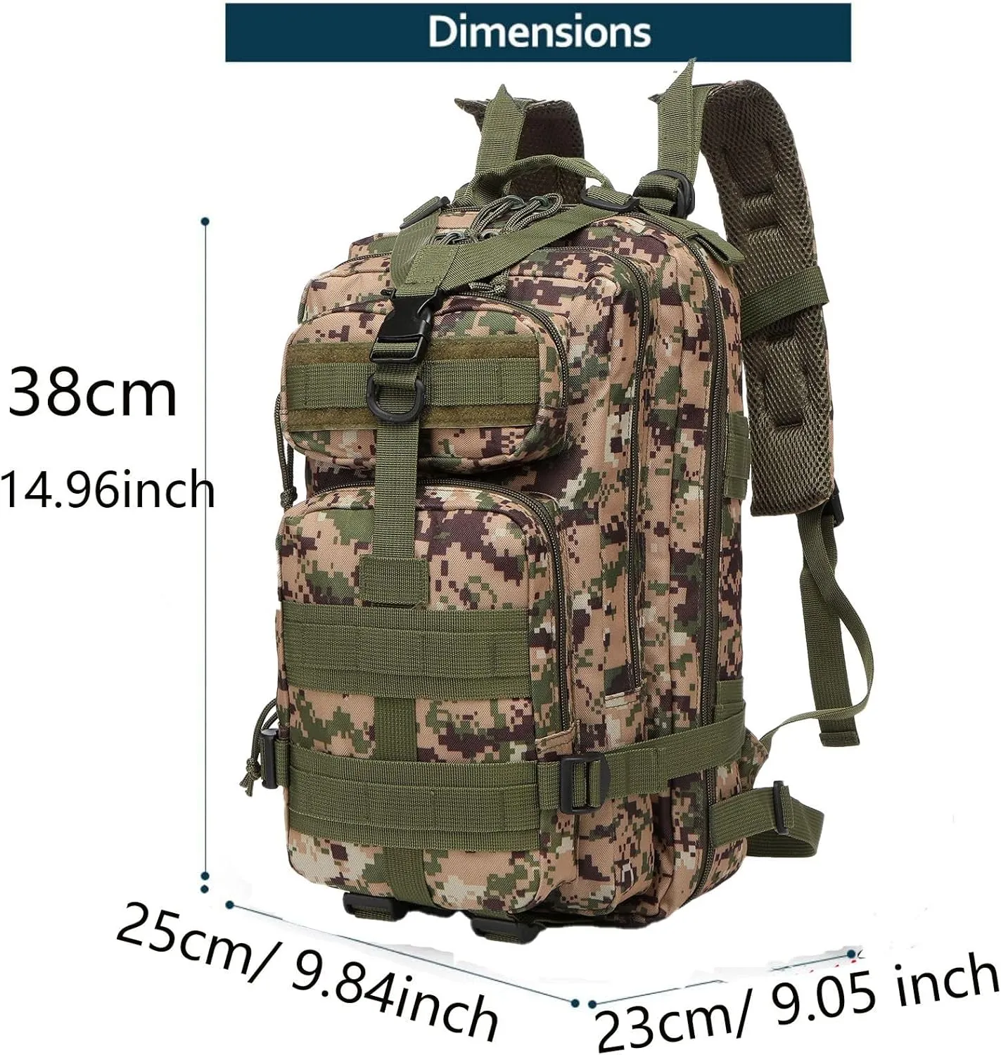 20 Liters Sturdy Nylon Waterproof Fishing Hunting Backpack Outdoor Military Tactical Sports Hiking Daypacks (Camouflage green)