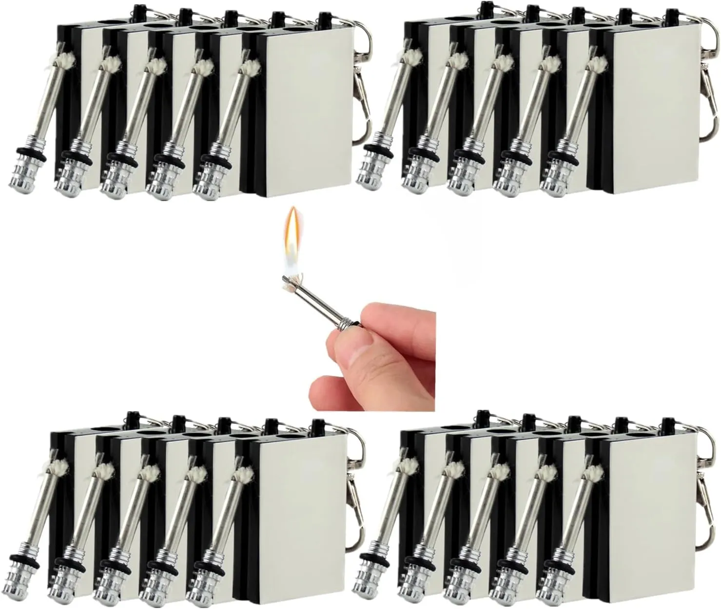 20 Pcs of Emergency Survival Camping Fire Starter Set, Forever Lighter, Flint Metal Match, Waterproof Keychain Permanent Match, Unlimited Waterproof Stick