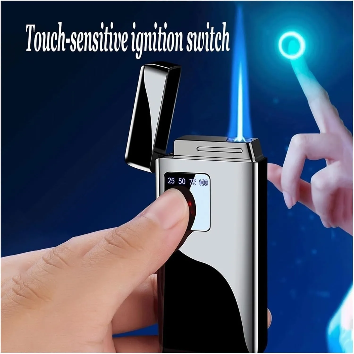 2024 Multifunctional Smart Touch Sensor Lighter, Butane blowtorch Lighter, Windproof Adjustable Jet Flame Lighter, Rechargeable Butane Lighter, Gift for Men (Fuel not Included)(Gold 1)
