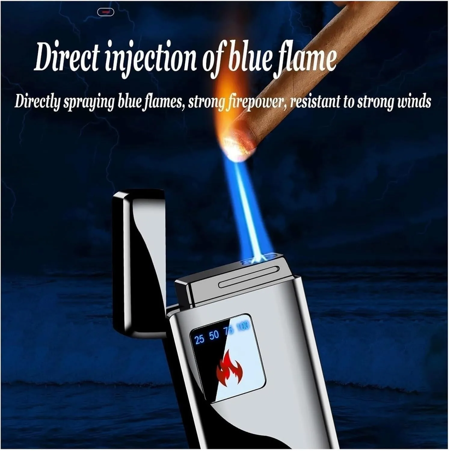 2024 Multifunctional Smart Touch Sensor Lighter, Butane blowtorch Lighter, Windproof Adjustable Jet Flame Lighter, Rechargeable Butane Lighter, Gift for Men (Fuel not Included)(Gold 1)