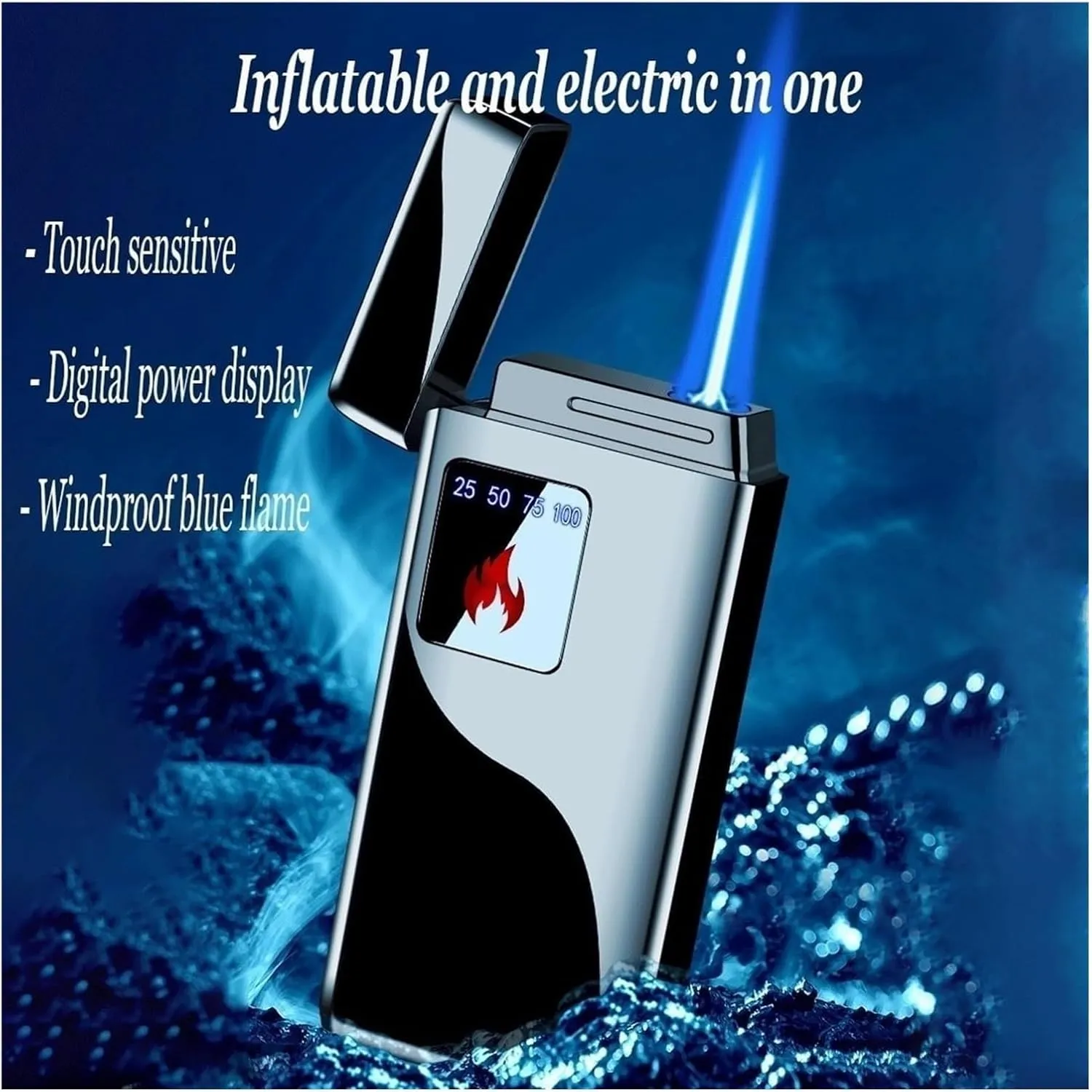 2024 Multifunctional Smart Touch Sensor Lighter, Butane blowtorch Lighter, Windproof Adjustable Jet Flame Lighter, Rechargeable Butane Lighter, Gift for Men (Fuel not Included)(Gold 1)