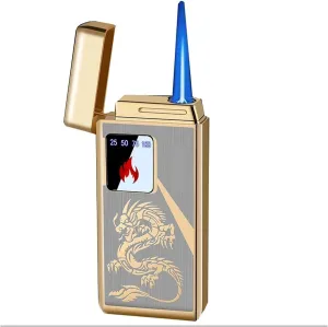 2024 Multifunctional Smart Touch Sensor Lighter, Butane blowtorch Lighter, Windproof Adjustable Jet Flame Lighter, Rechargeable Butane Lighter, Gift for Men (Fuel not Included)(Gold 1)
