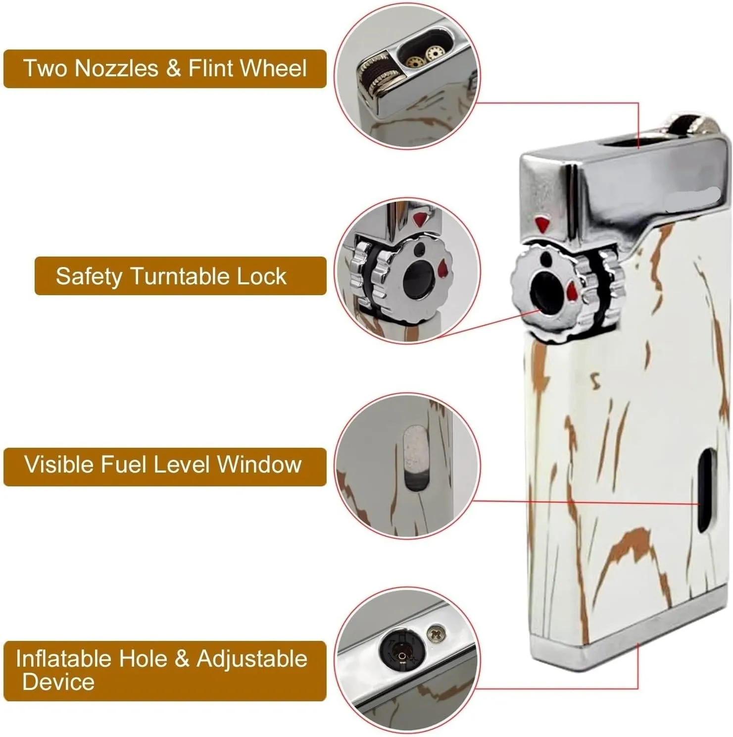2024 Torch Lighter, Small Portable Butane Premium Quality Multifunctional Lighter, Refillable Reusable Candle Flint Lighter (Gas Not Included)(Gold)