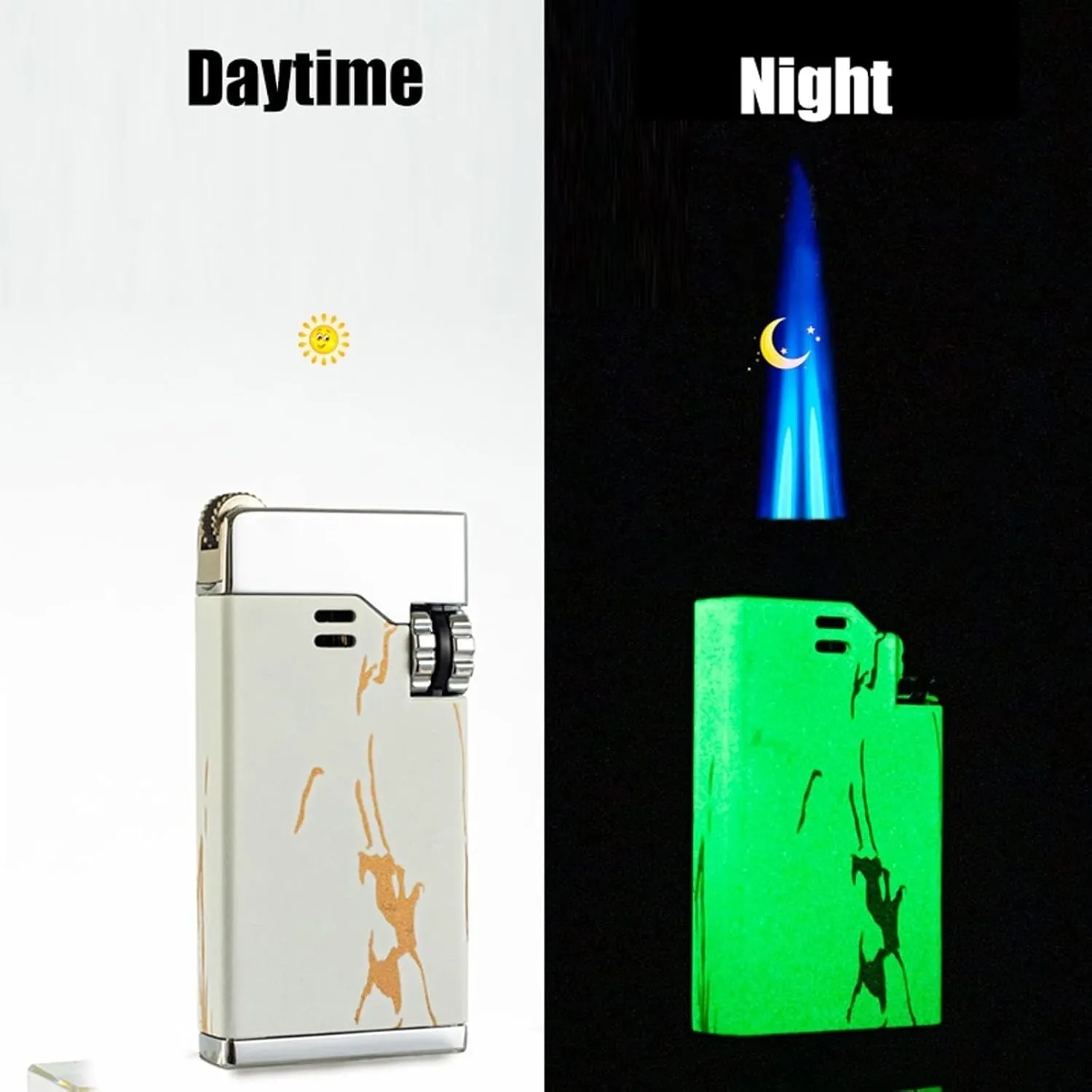 2024 Torch Lighter, Small Portable Butane Premium Quality Multifunctional Lighter, Refillable Reusable Candle Flint Lighter (Gas Not Included)(Gold)