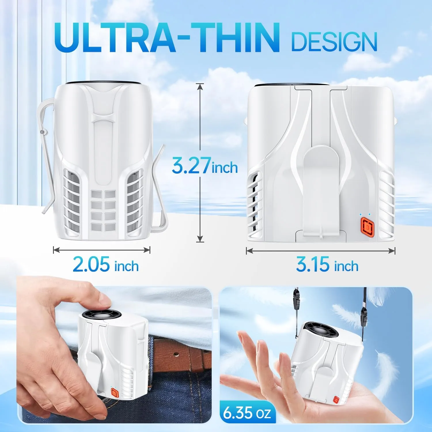 2025 Portable Personal Waist Fan& Neck Fan, 14000RPM Brushless Motor, 40H Runtime Rechargeable, 6-Speed Quiet Operation, Clip-On Personal Body Cooling for Camping/Worksites/Outdoor