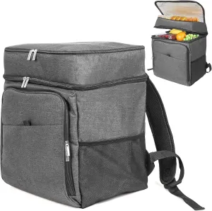 20L Insulated Backpack Cooler (16 Can Capacity) - Leakproof Cooler Bag for Beach Camping, Hiking & Picnic, Durable Ice Chest for Travel with Adjustable Straps(Black)