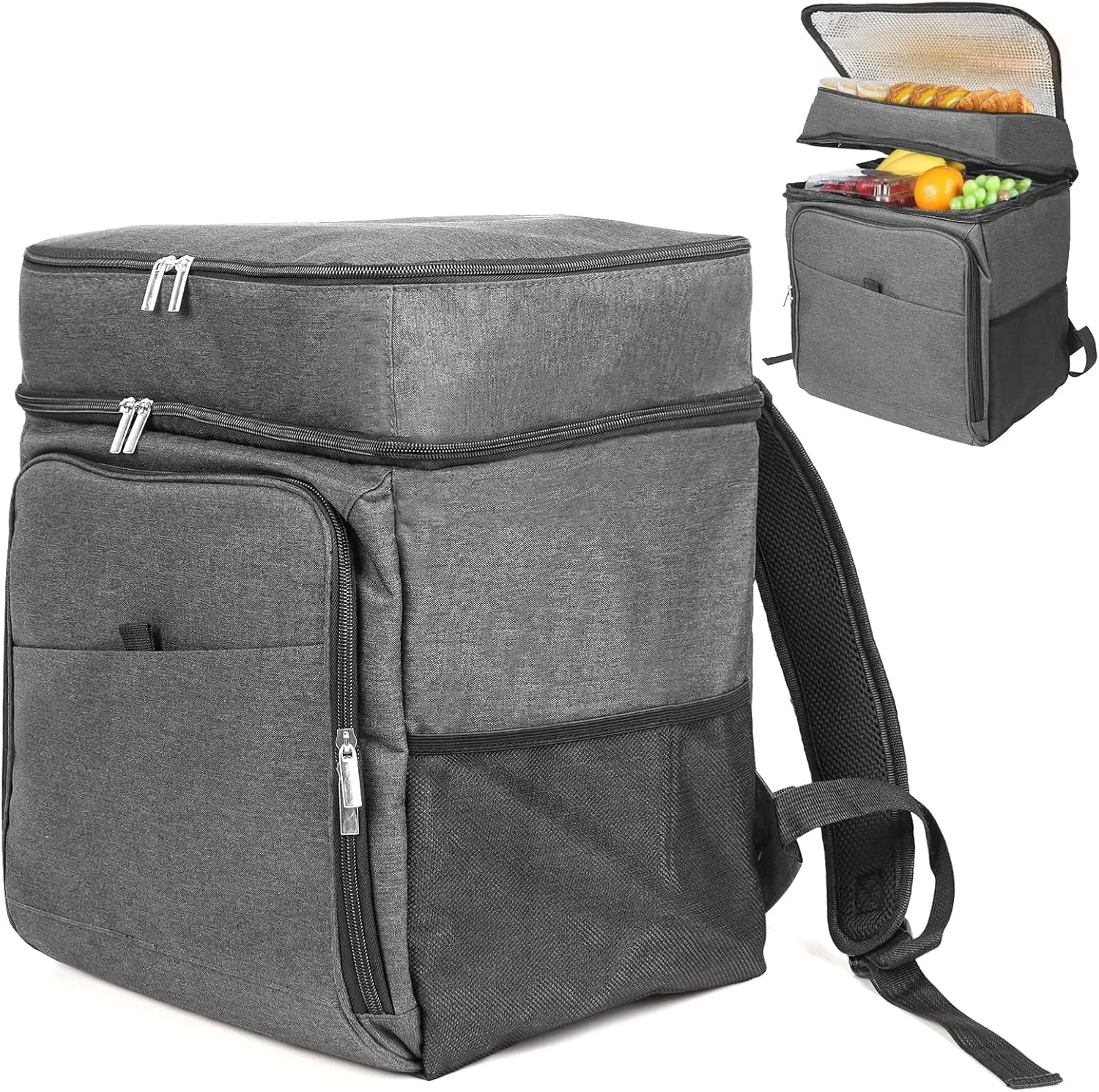 20L Insulated Backpack Cooler (16 Can Capacity) - Leakproof Cooler Bag for Beach Camping, Hiking & Picnic, Durable Ice Chest for Travel with Adjustable Straps(Black)