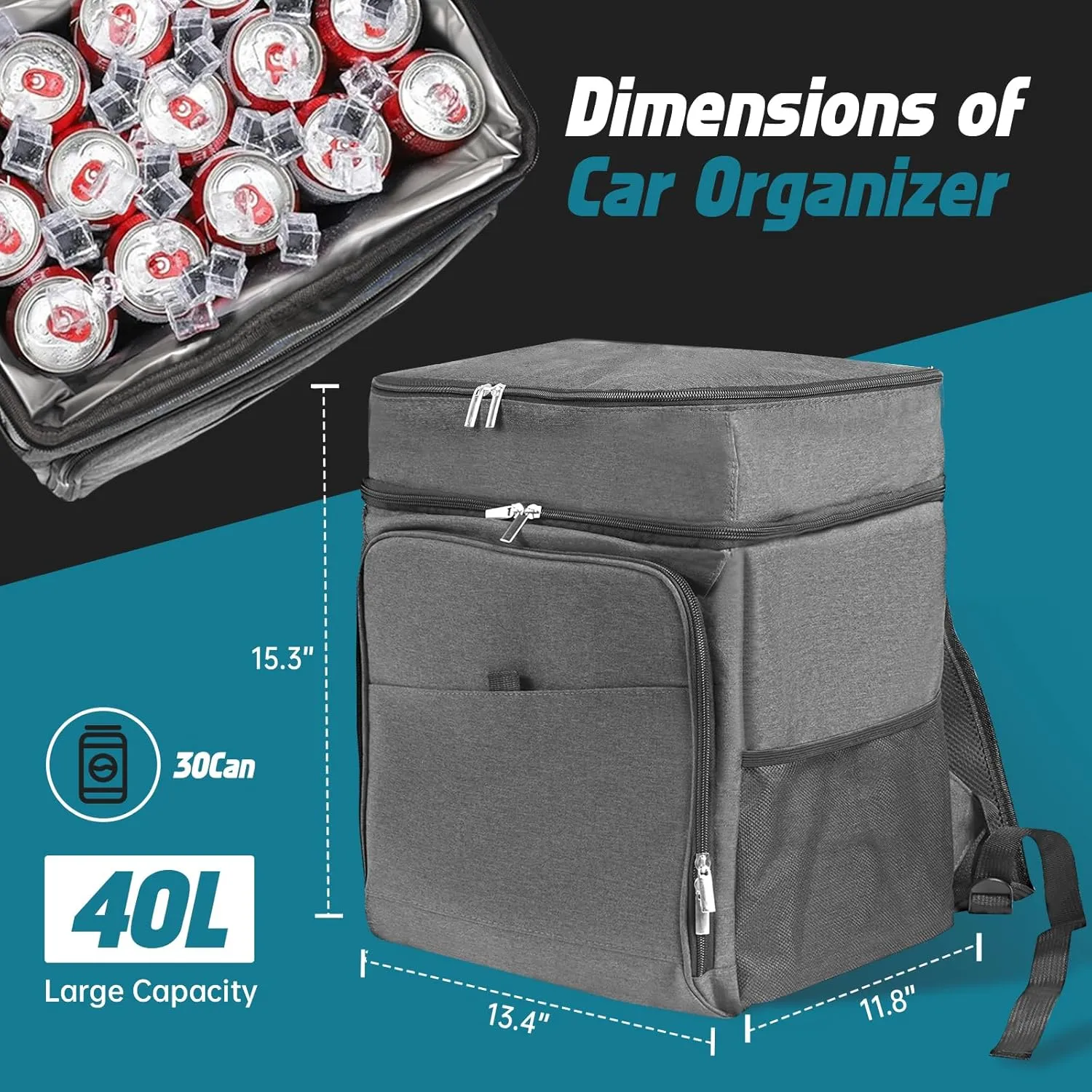 20L Insulated Backpack Cooler (16 Can Capacity) - Leakproof Cooler Bag for Beach Camping, Hiking & Picnic, Durable Ice Chest for Travel with Adjustable Straps(Black)