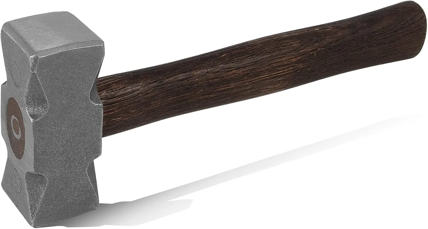 2.2LB Forging Square Hammer with Double Faces Perfect for Farrier Bladesmithing Blacksmith Anvil Knife