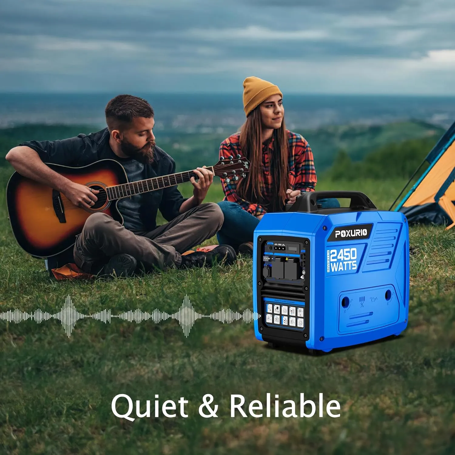 2450-Watt Portable Inverter Generator for Home Use, 1.6Gallon Large Fuel Tank Up to 8.3 Hours Use, 120V Gas Powered Generator Super Quiet - EPA Compliant