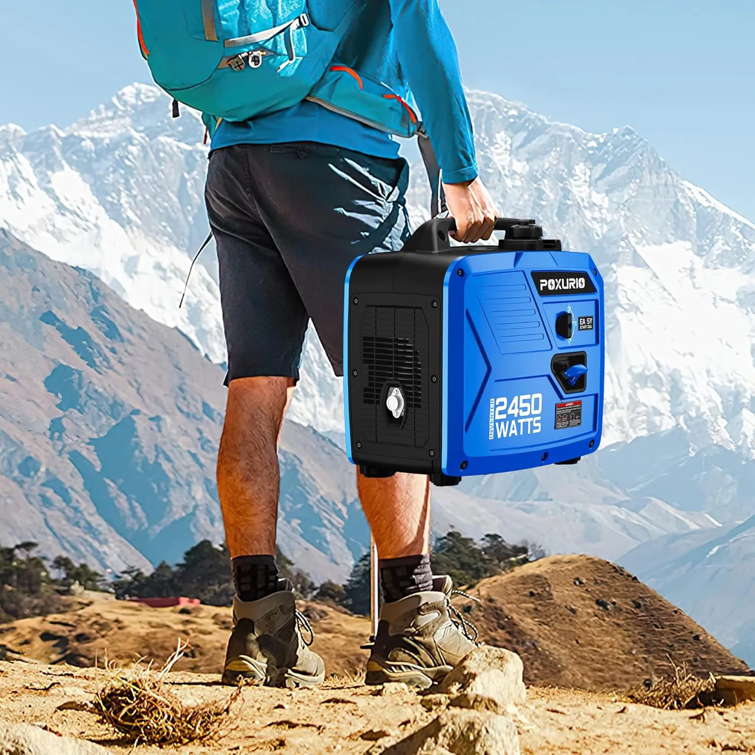 2450-Watt Portable Inverter Generator for Home Use, 1.6Gallon Large Fuel Tank Up to 8.3 Hours Use, 120V Gas Powered Generator Super Quiet - EPA Compliant