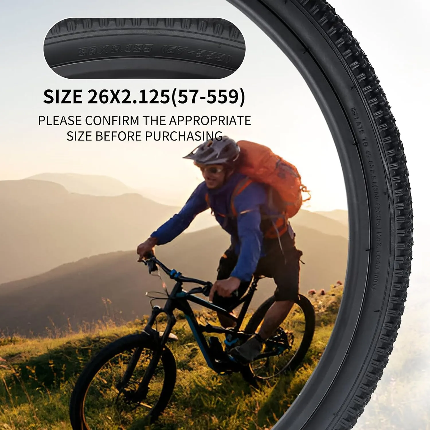 26 Inch Bike Tires，YILUXING 26 X 2.125(57-559) Folding Replacement Tires for Beach Cruiser Bike 2 Pack Bike Tires & Tubes