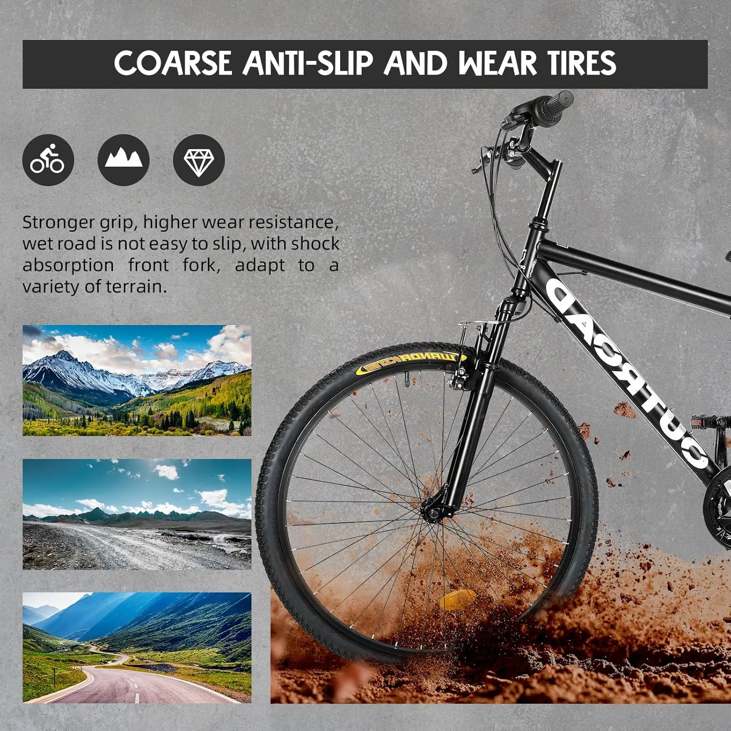 26-inch Mountain Bike, High-Aluminum/Carbon Steel Frame, 21-Speed Dual Disc Brake Mountain Bike with Lock-Out Suspension Fork for Men and Women