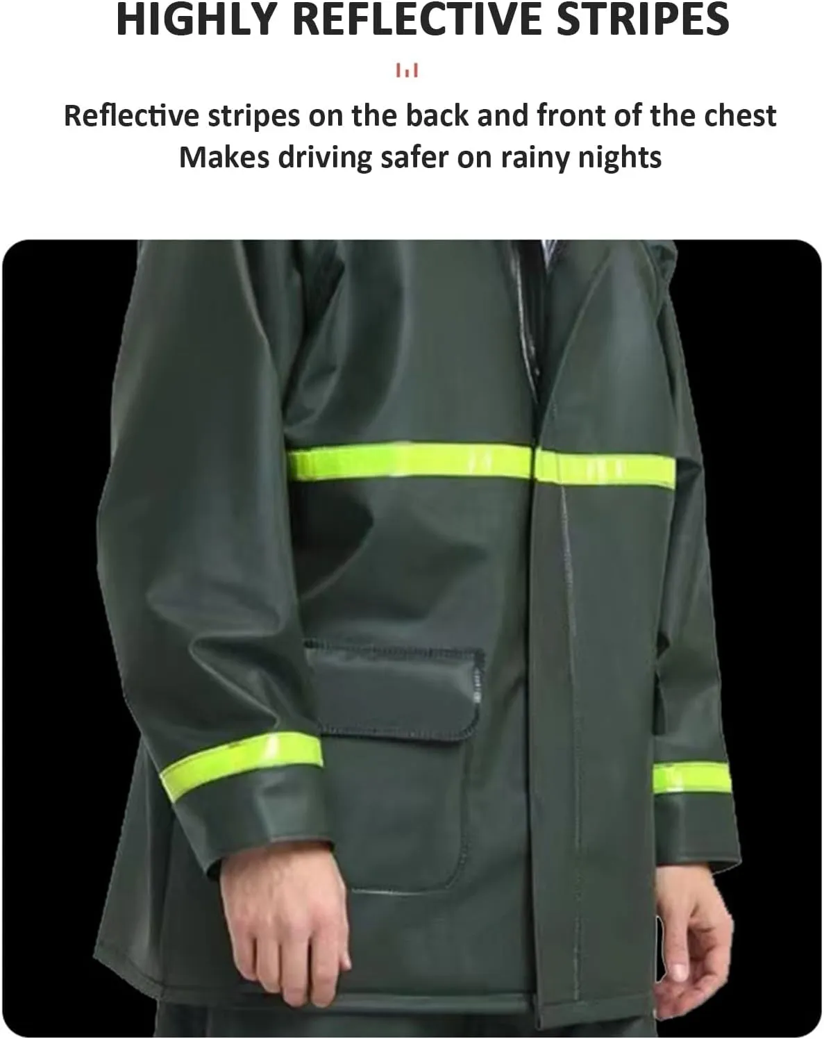 2pcs Rain Gear for Men, Waterproof Rain Jacket&Trouser Suit With Reflective Strip, Outdoor All-Sport Raincoat Anti-storm