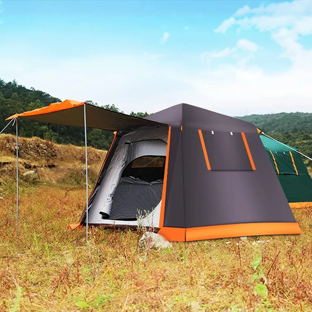 3-4 Person Automatic Camping Tent Hydraulic Instant Tent Waterproof Windproof Easy Setup Two Doors Hiking Tent for Camping Outdoor Mountaineering Travel (Green 3) (Coffee Color 4)